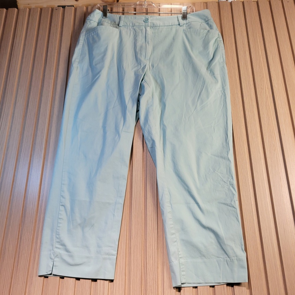 Talbots Cropped Pants Womens 14W Light Blue Good Cotton Stretch Capris